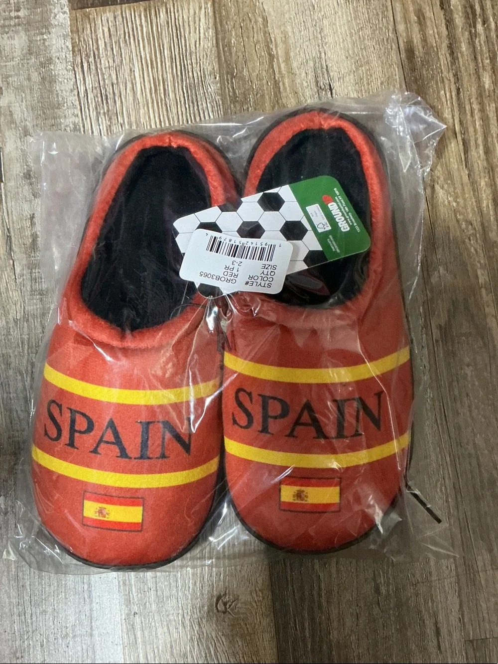 Spain-Themed Kids Red & Yellow Slip-On Slippers